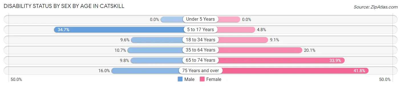 Disability Status by Sex by Age in Catskill
