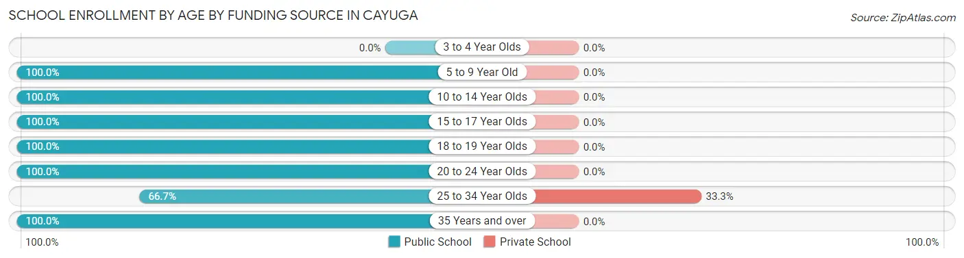 School Enrollment by Age by Funding Source in Cayuga