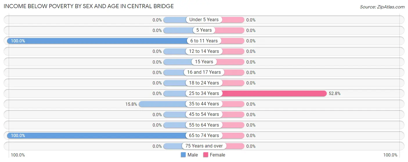 Income Below Poverty by Sex and Age in Central Bridge