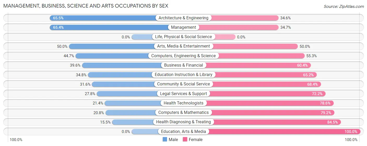 Management, Business, Science and Arts Occupations by Sex in Churchville