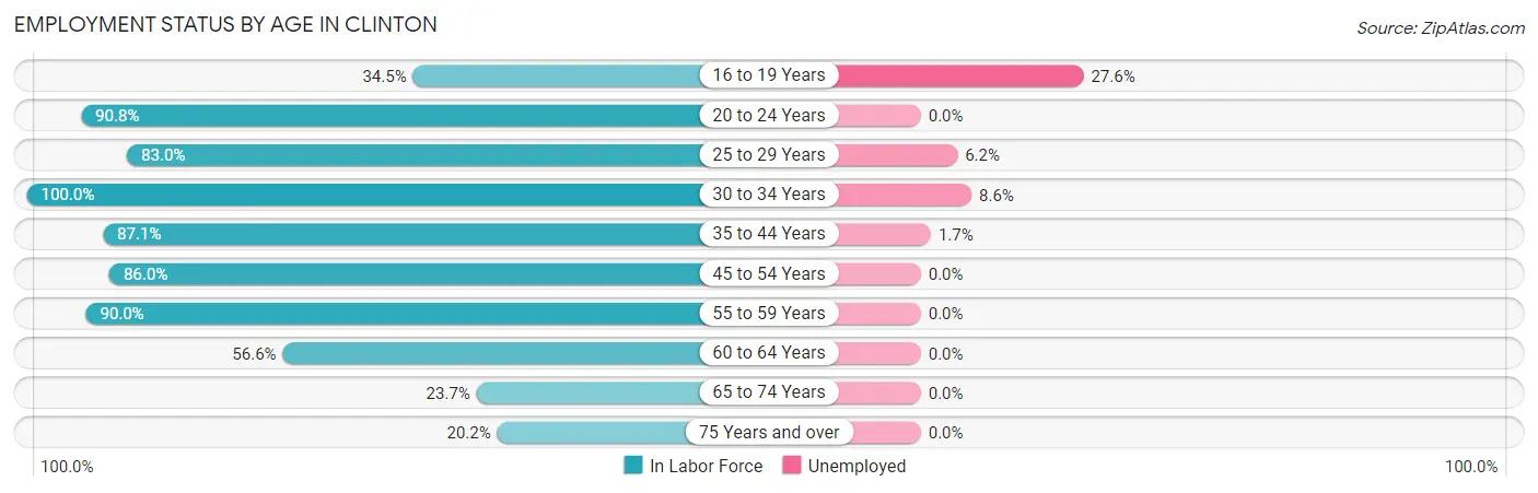 Employment Status by Age in Clinton