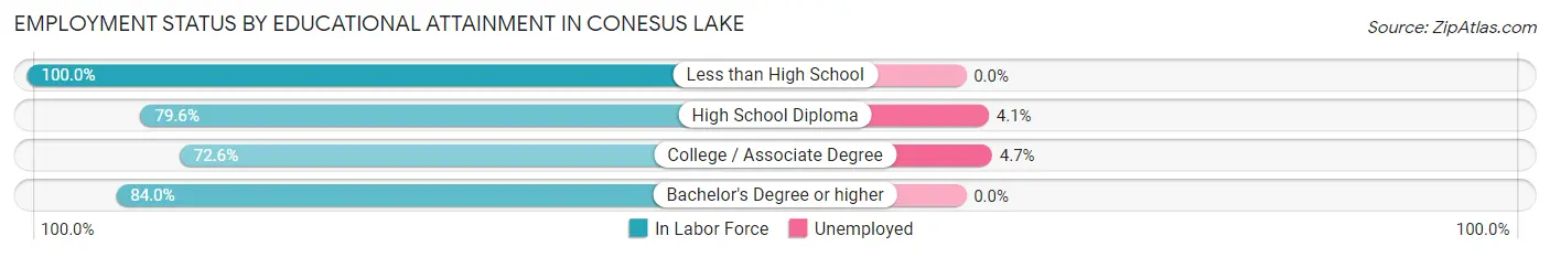 Employment Status by Educational Attainment in Conesus Lake