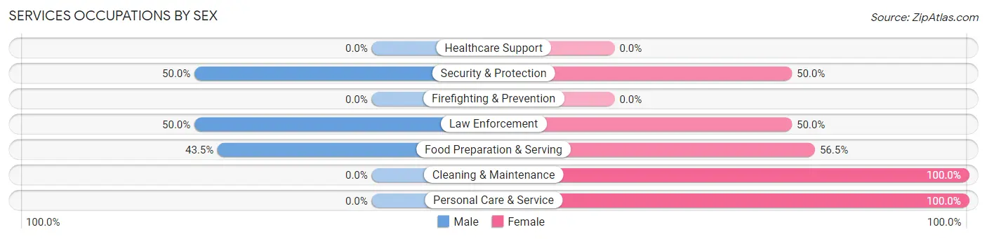 Services Occupations by Sex in Conesus Lake