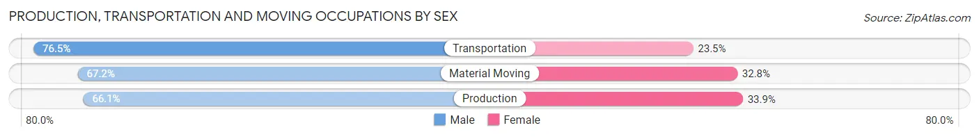 Production, Transportation and Moving Occupations by Sex in Copiague