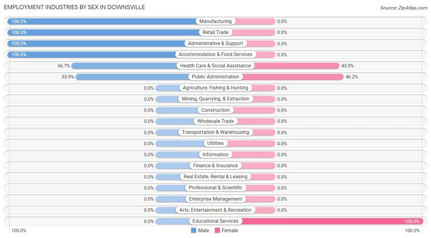 Employment Industries by Sex in Downsville