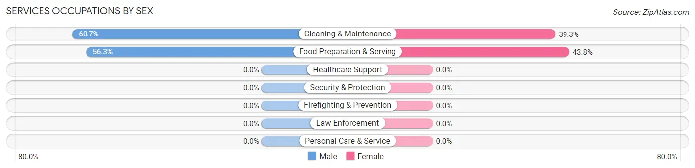 Services Occupations by Sex in Downsville