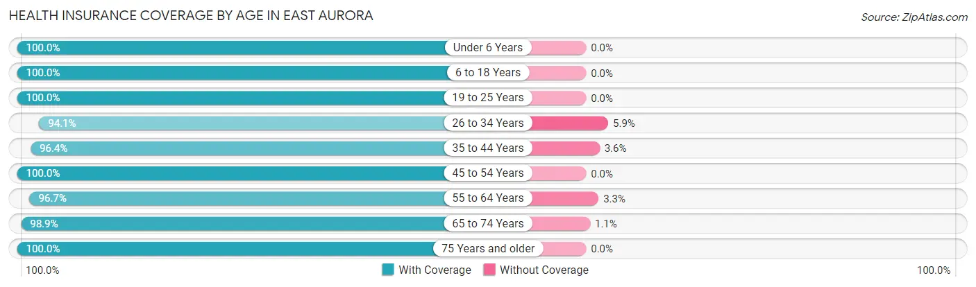 Health Insurance Coverage by Age in East Aurora