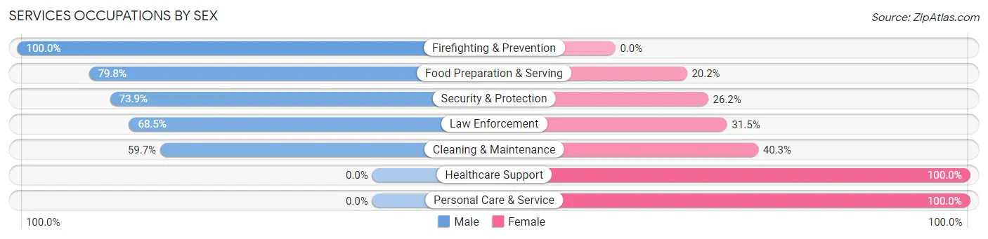 Services Occupations by Sex in East Greenbush