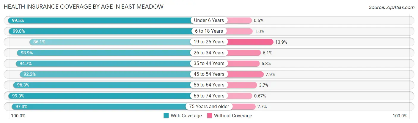 Health Insurance Coverage by Age in East Meadow
