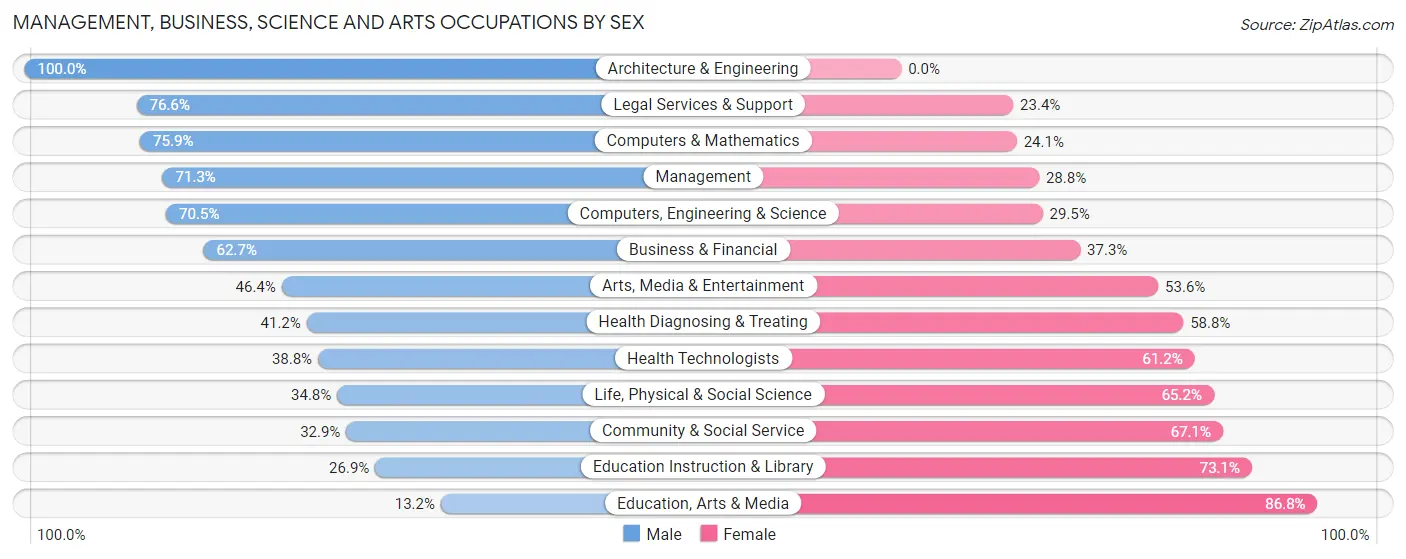 Management, Business, Science and Arts Occupations by Sex in East Meadow