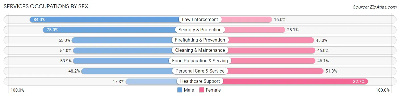 Services Occupations by Sex in East Meadow