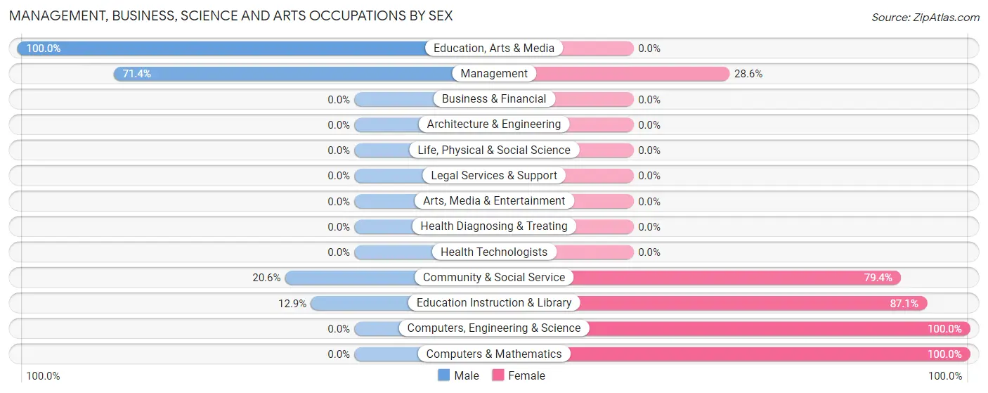 Management, Business, Science and Arts Occupations by Sex in East Randolph