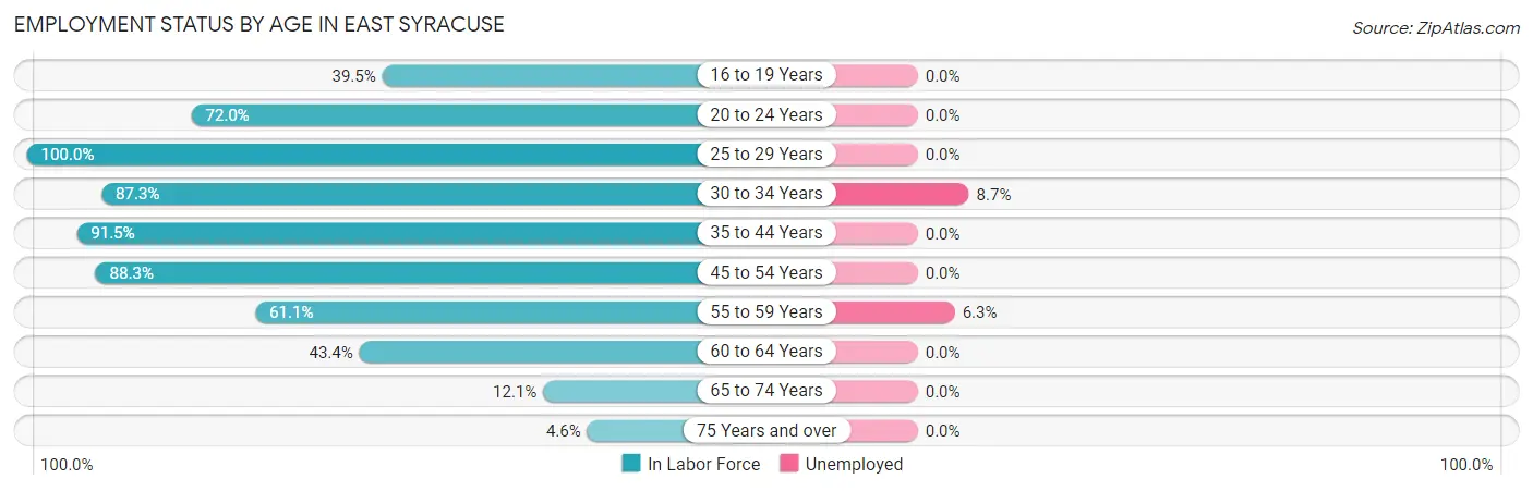 Employment Status by Age in East Syracuse