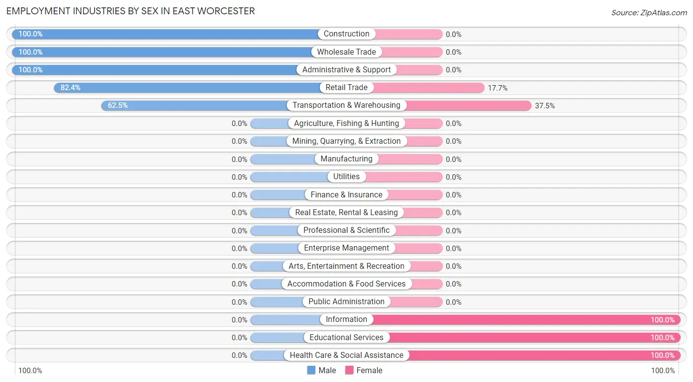 Employment Industries by Sex in East Worcester