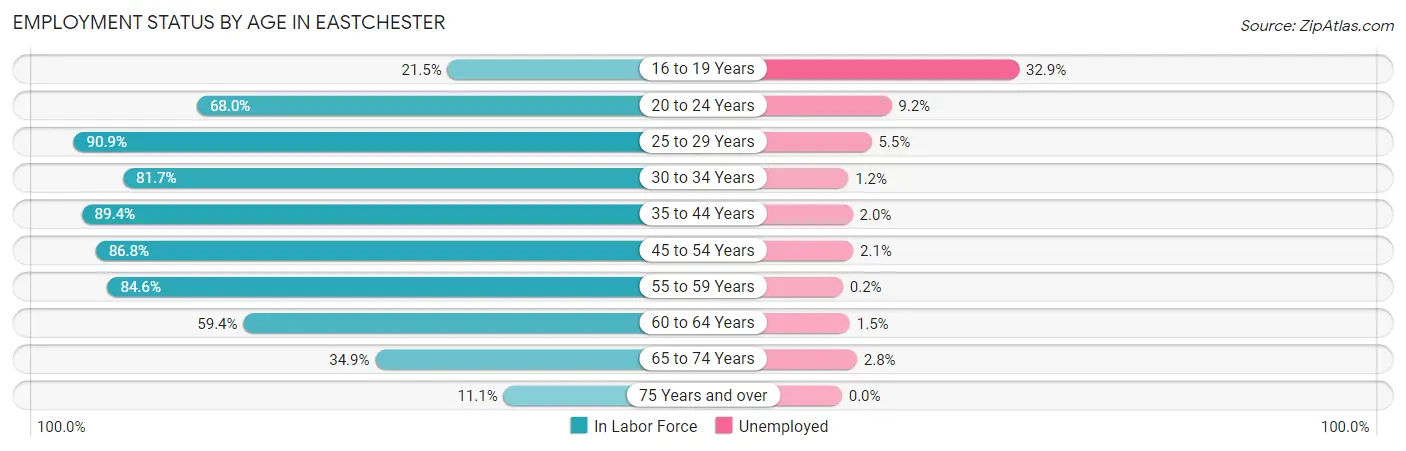 Employment Status by Age in Eastchester