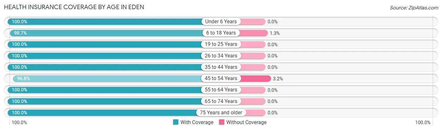 Health Insurance Coverage by Age in Eden