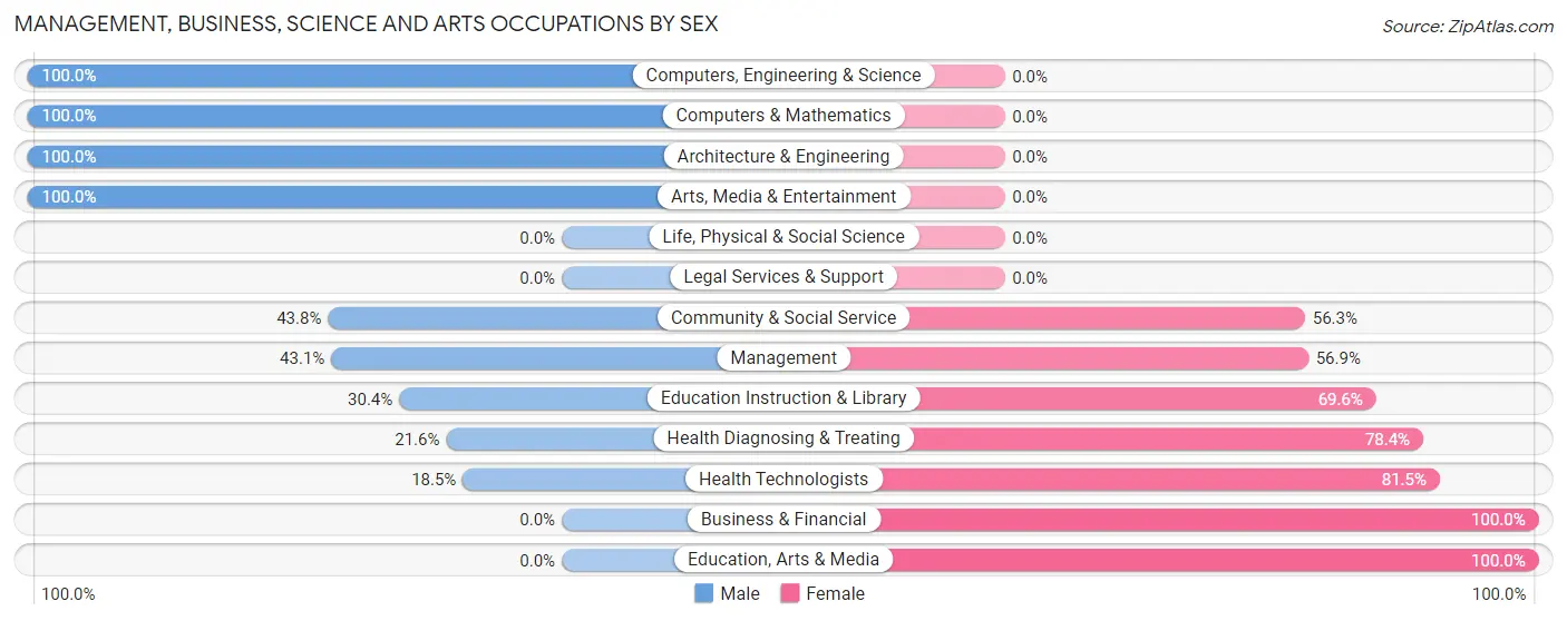 Management, Business, Science and Arts Occupations by Sex in Elbridge