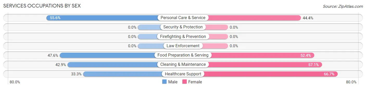 Services Occupations by Sex in Elbridge