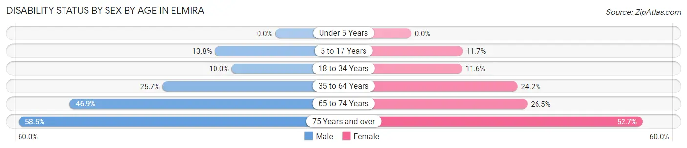 Disability Status by Sex by Age in Elmira