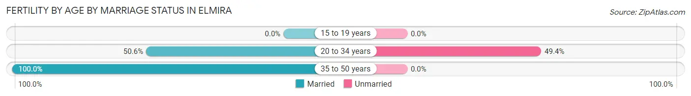 Female Fertility by Age by Marriage Status in Elmira