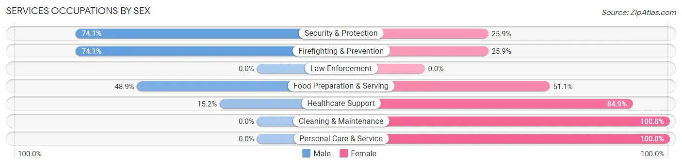 Services Occupations by Sex in Falconer