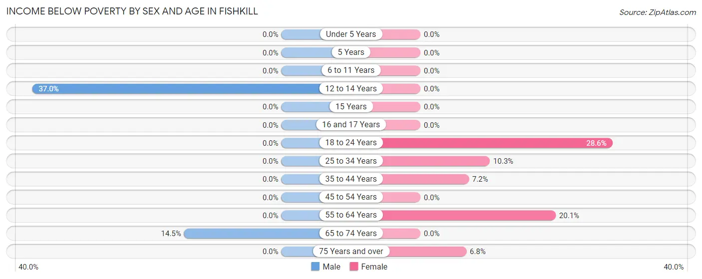 Income Below Poverty by Sex and Age in Fishkill