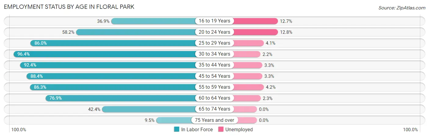 Employment Status by Age in Floral Park