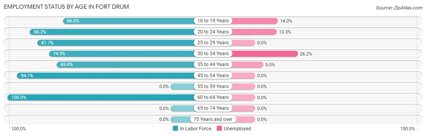 Employment Status by Age in Fort Drum