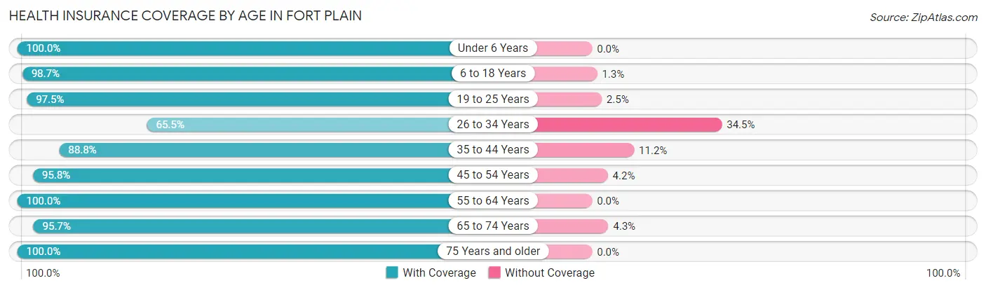 Health Insurance Coverage by Age in Fort Plain