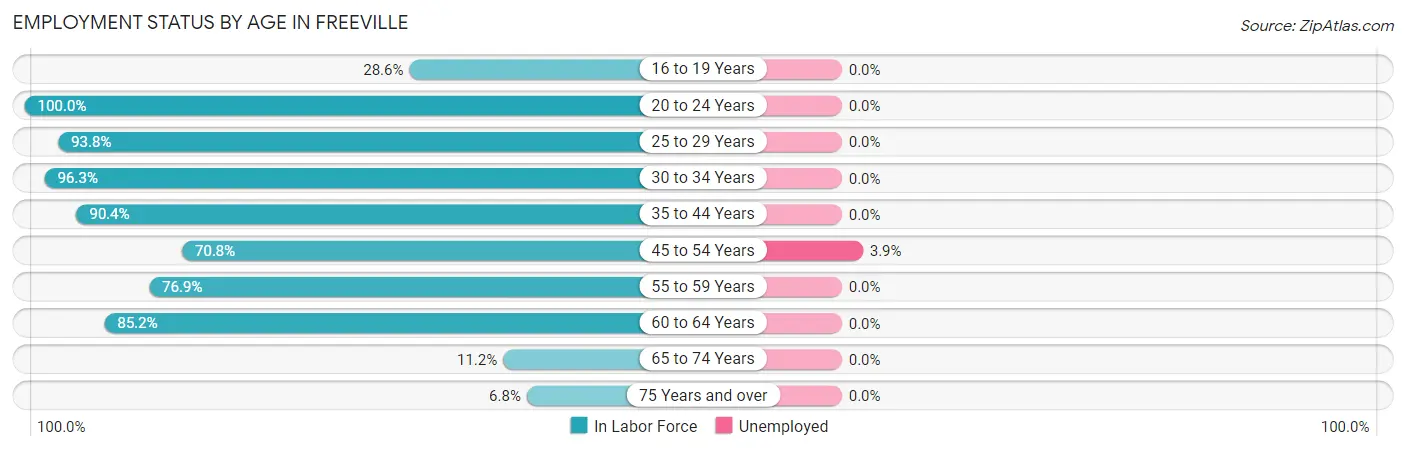 Employment Status by Age in Freeville