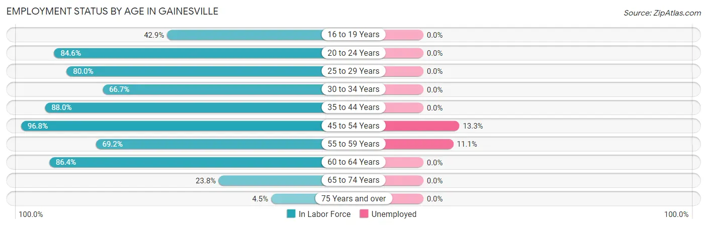 Employment Status by Age in Gainesville