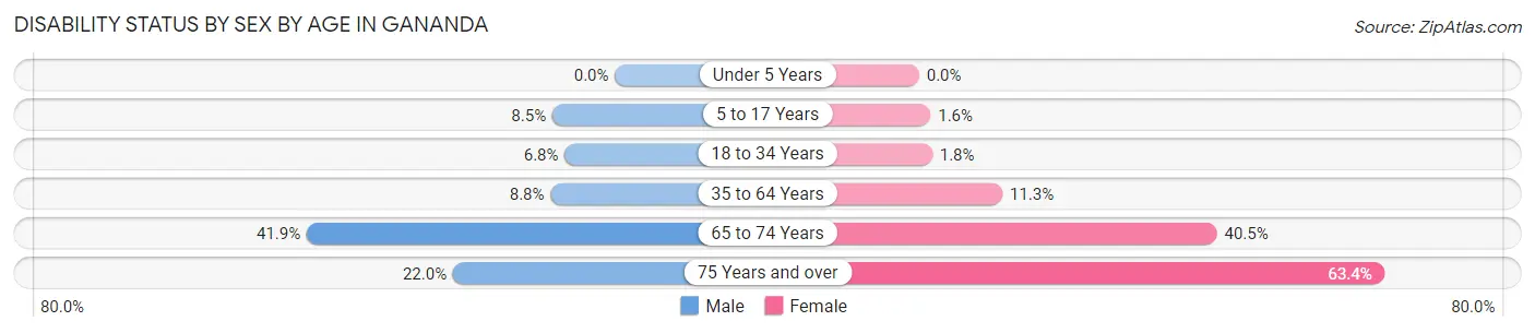 Disability Status by Sex by Age in Gananda