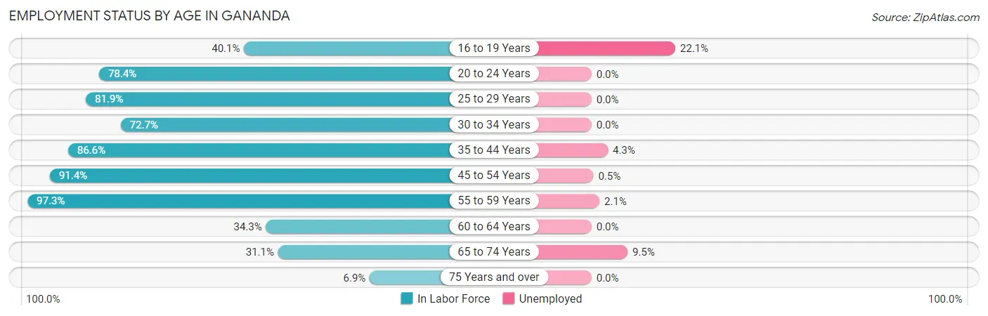 Employment Status by Age in Gananda