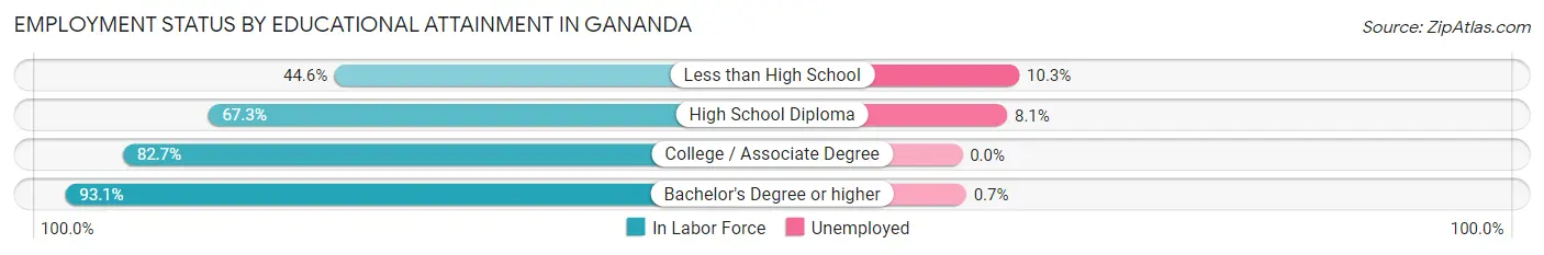 Employment Status by Educational Attainment in Gananda