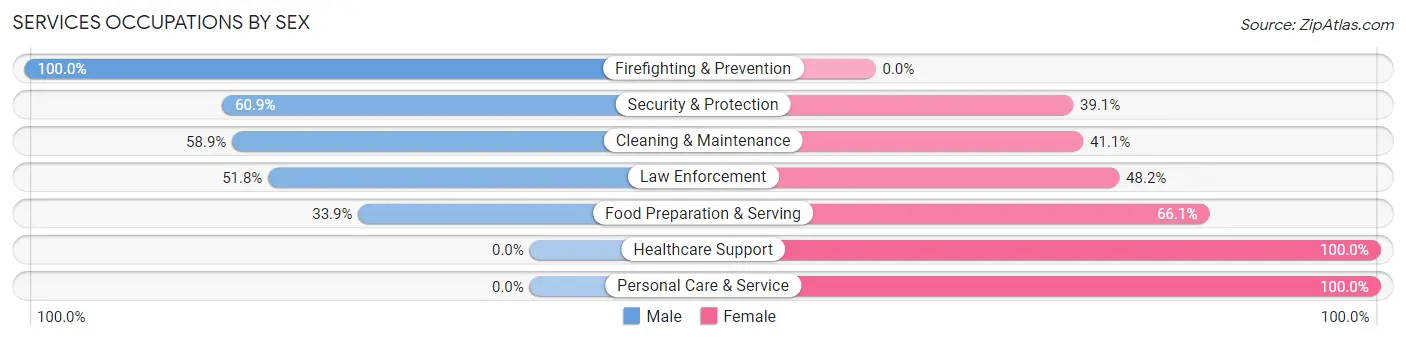 Services Occupations by Sex in Glens Falls North