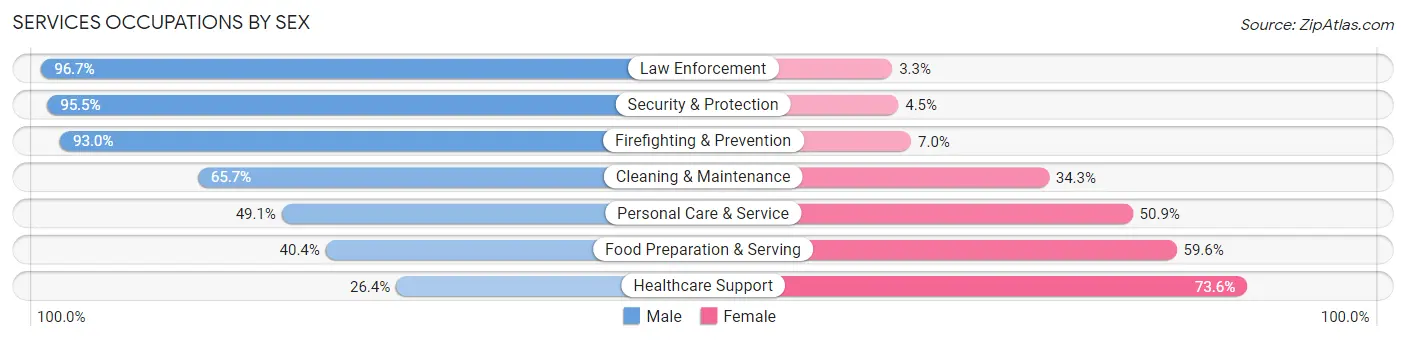 Services Occupations by Sex in Glens Falls
