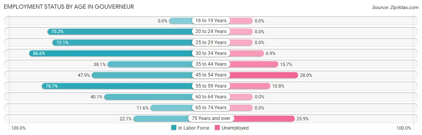 Employment Status by Age in Gouverneur