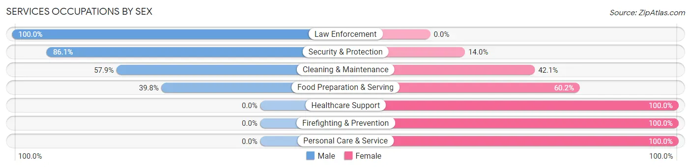 Services Occupations by Sex in Granville