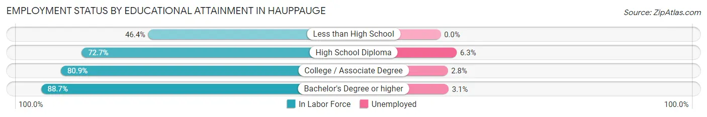 Employment Status by Educational Attainment in Hauppauge