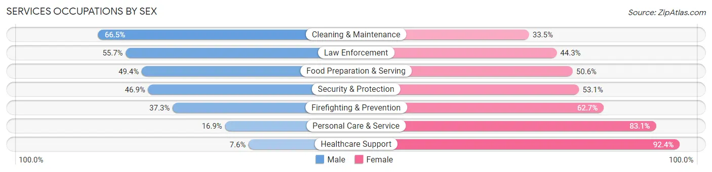 Services Occupations by Sex in Hempstead