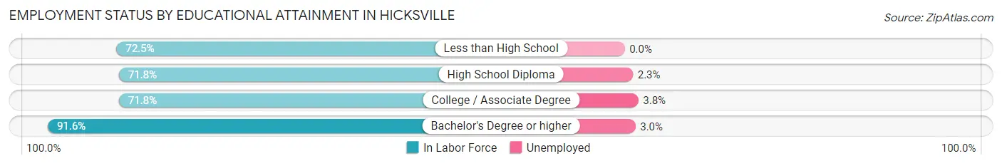 Employment Status by Educational Attainment in Hicksville