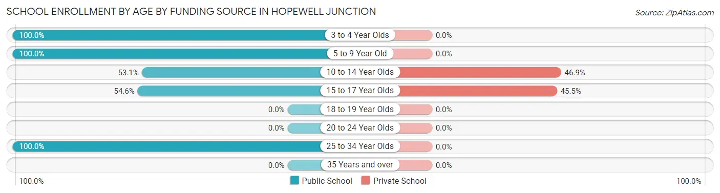 School Enrollment by Age by Funding Source in Hopewell Junction