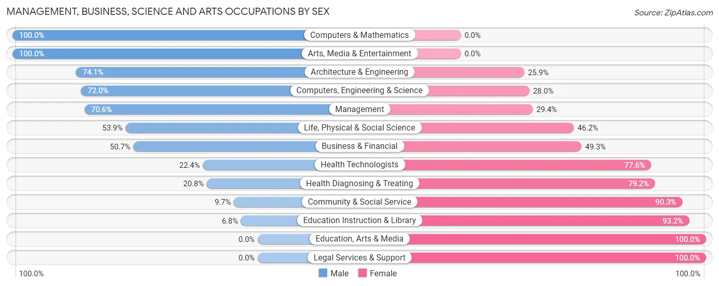 Management, Business, Science and Arts Occupations by Sex in Hornell