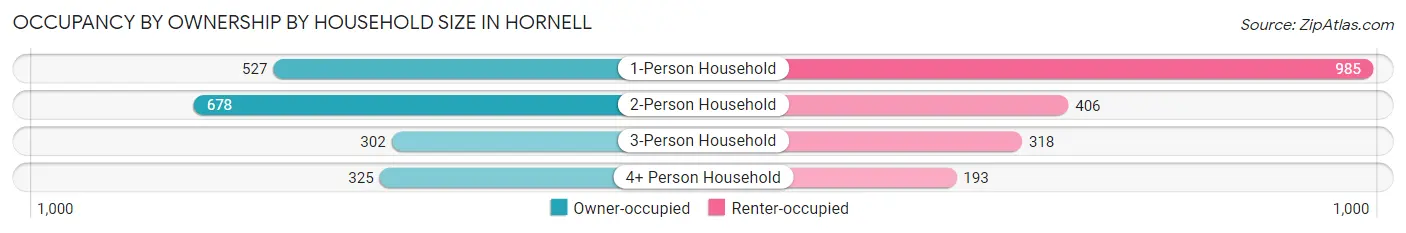 Occupancy by Ownership by Household Size in Hornell