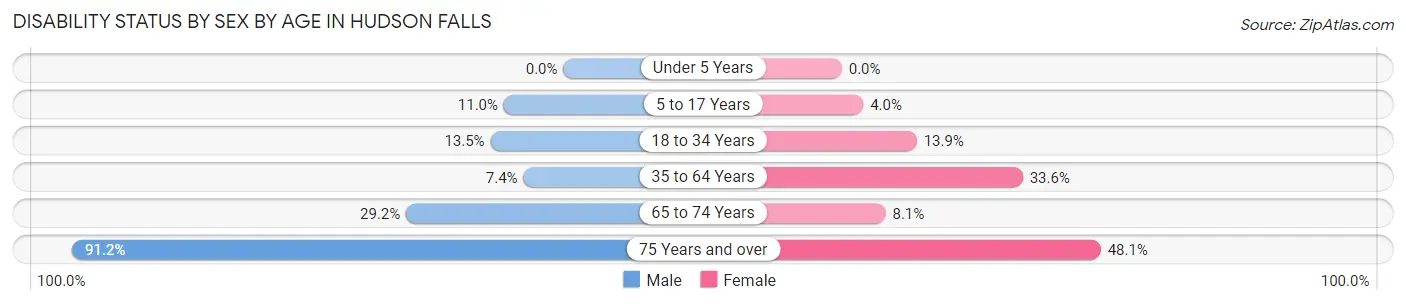 Disability Status by Sex by Age in Hudson Falls