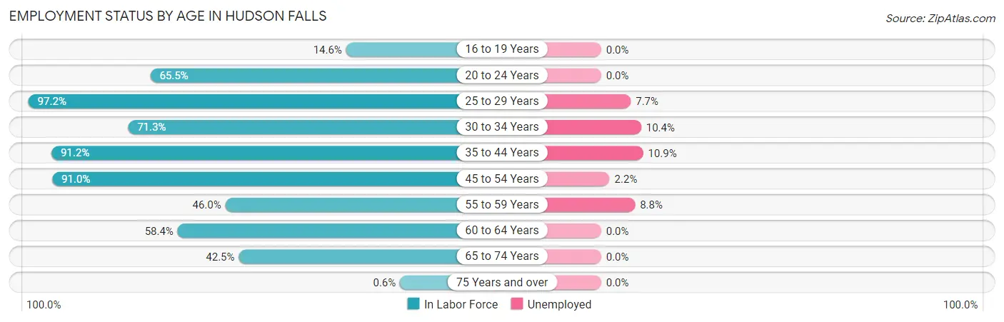 Employment Status by Age in Hudson Falls
