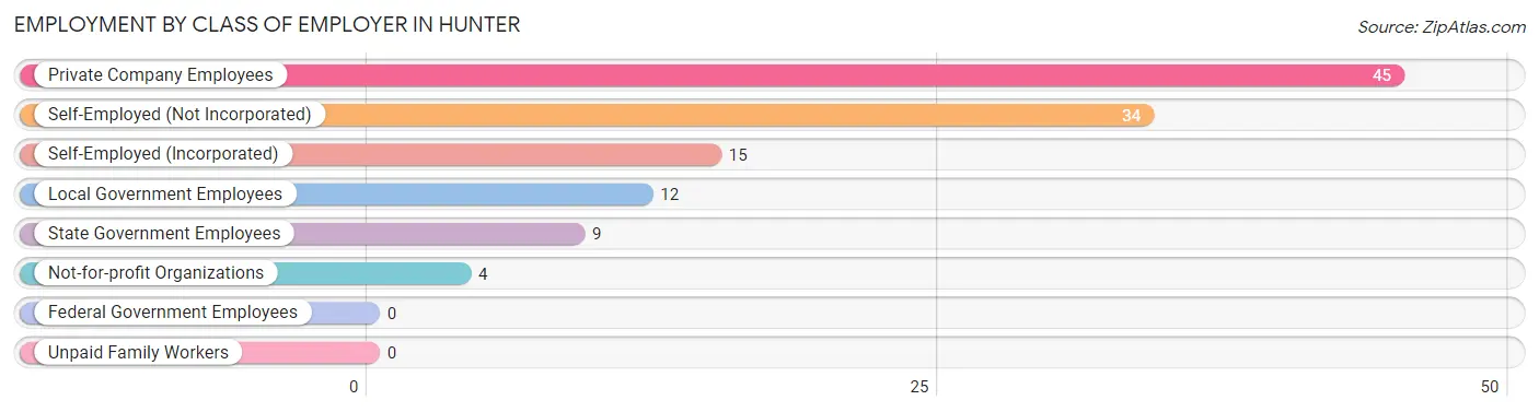 Employment by Class of Employer in Hunter