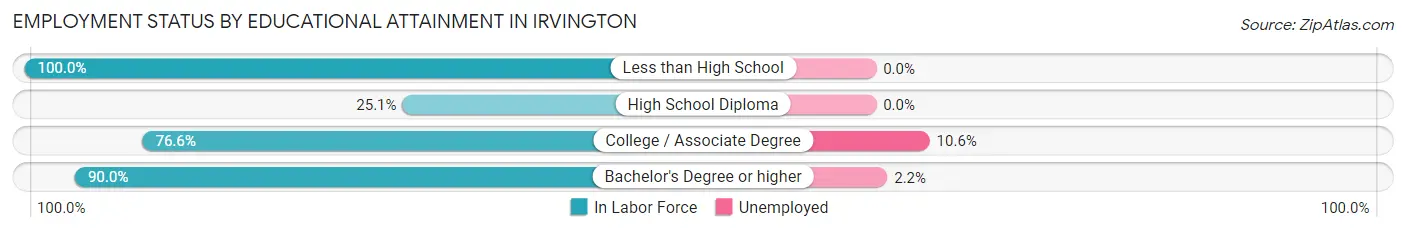 Employment Status by Educational Attainment in Irvington