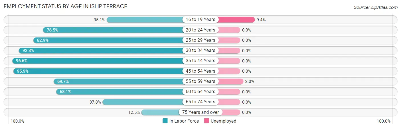 Employment Status by Age in Islip Terrace