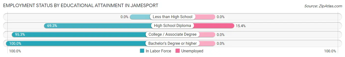 Employment Status by Educational Attainment in Jamesport